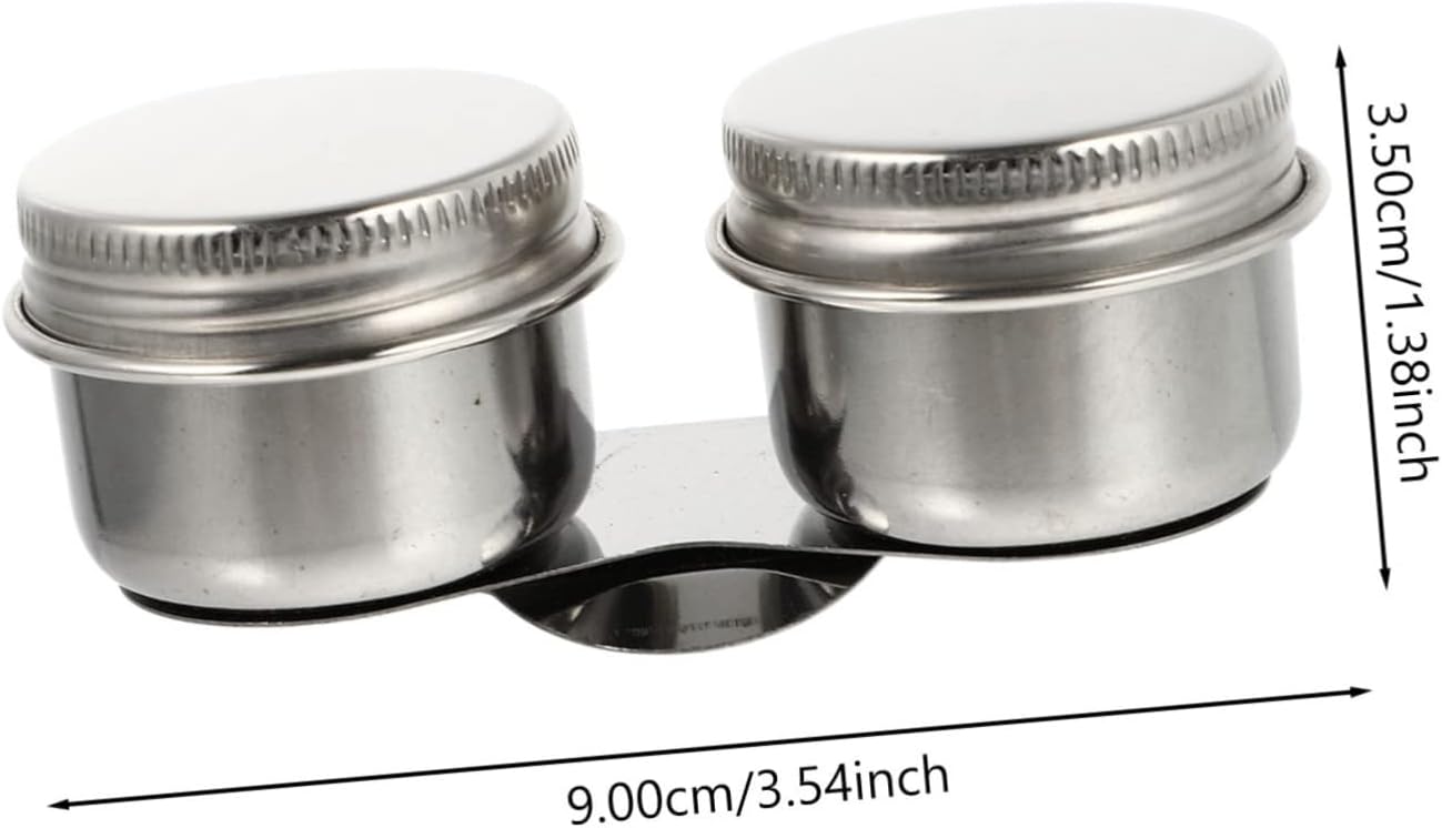 2 Pcs Stainless Steel Oil Palette Cups Lid Brush Washer for Oil Painting Metal Paint Brush Cleaning Basin Clip for Artists