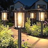 Melunar Solar Pathway Lights Outdoor, 8 Pack Solar Powered Garden Lights Waterproof, Auto On/Off Outdoor Landscape Lights for Patio, Walkway, Driveway, Lawn, Pool Decor. (Warm White)