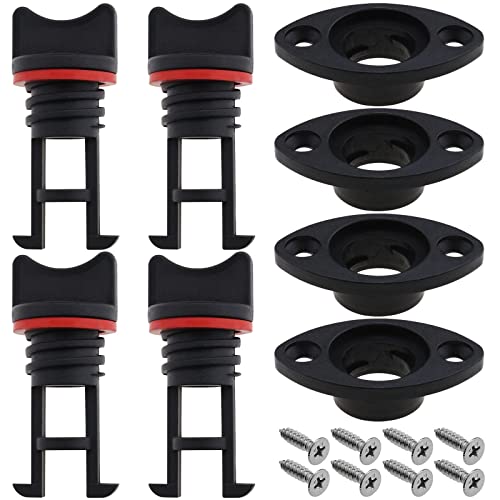 eMagTech 4Pcs Nylon Kayak Drain Plugs Replacement Kayak Scupper Plugs with Tapping Screws Boat Drain Plugs Kit Accessories for Kayaks Canoes Boat