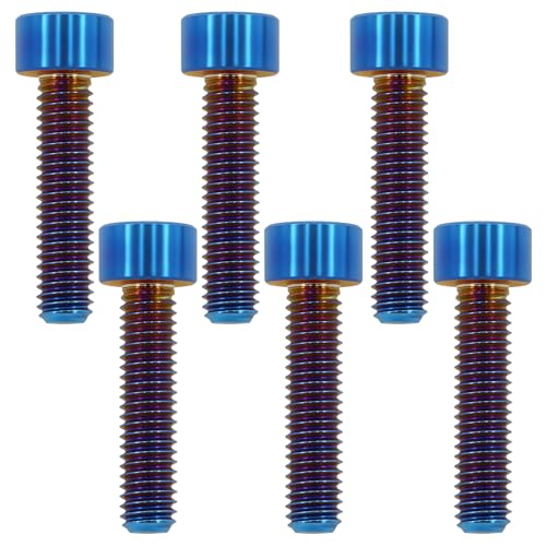 Image of M8x25mm Titanium Bolts, Burnt Blue, 6PC | Lightweight Hex Socket Screws, MTB /Road Bike /Motorcycle, Corrosion Resistant, Marine Grade Fasteners