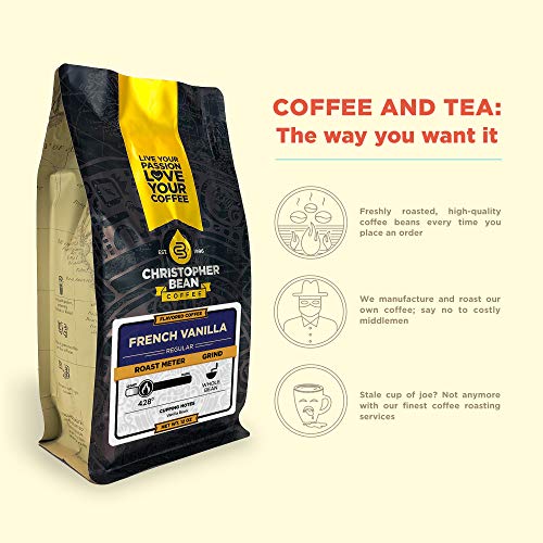 Christopher Bean Coffee - French Vanilla Flavored Coffee, (Regular Whole Bean) 100% Arabica, No Sugar, No Fats, Made With Non-Gmo Flavorings, 12-Ounce Bag Of Regular Whole Bean Coffee #TOP2