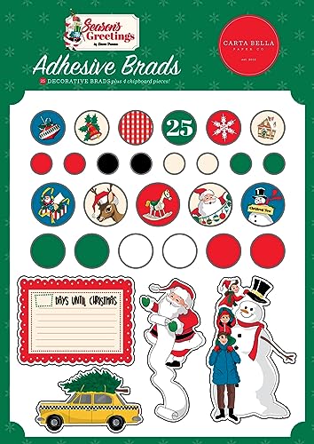 Season's Greetings Adhesive Brads