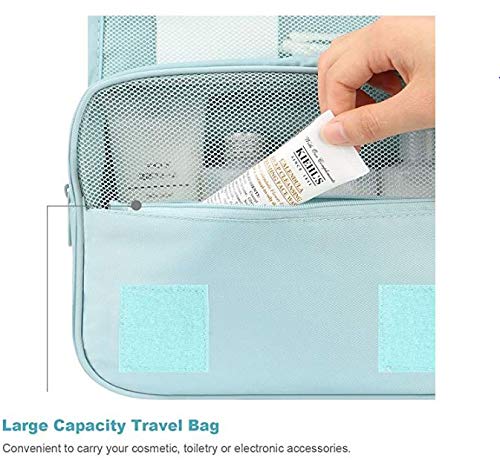 Image of Handcuffs Polyester Toiletry Kit Bag | Makeup | Pouch | Travel | Cosmetic | Storage | Organizer | Hanging | Grooming | Professional | Make Up | Artist | Case (Sky Blue, 9.5 Cm, 24 X 20 X 9.5 Cm)