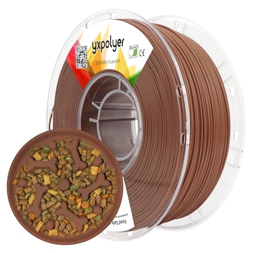 YXPOLYER PLA+ Filament Food Safe PLA Plus Food-Grade 1.75mm 3D Printing Filament 1kg 2.2lbs with PC Reusable Spool fit AMS System and Most FDM 3D Printers, Brown