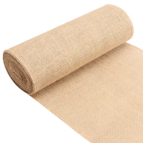 ZOENHOU 30 cm x 10 m Sackleinen-Stoffrolle, Sackleinen-Tischläufer, natürliche Jute-Stoffrolle, rustikale Jute-Stoffrolle, für Tischdekoration, Party, Handwerk, Braun Cover