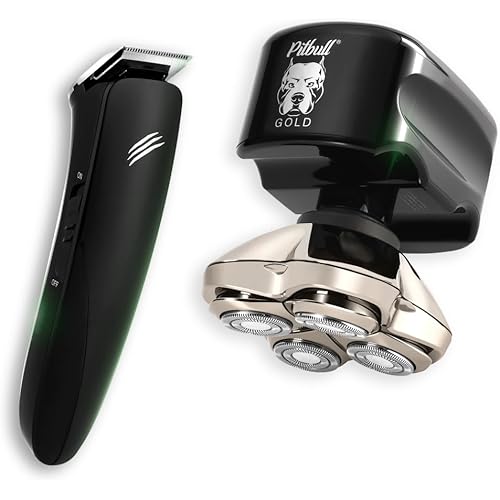 Skull Shaver Pitbull Gold PRO Electric Razor & Baby Beast Trimmer - Premium Cordless Electric Shaver for Men - for Wet & Dry Shaving - Features LED Battery Display - Comes with Travel Pouch