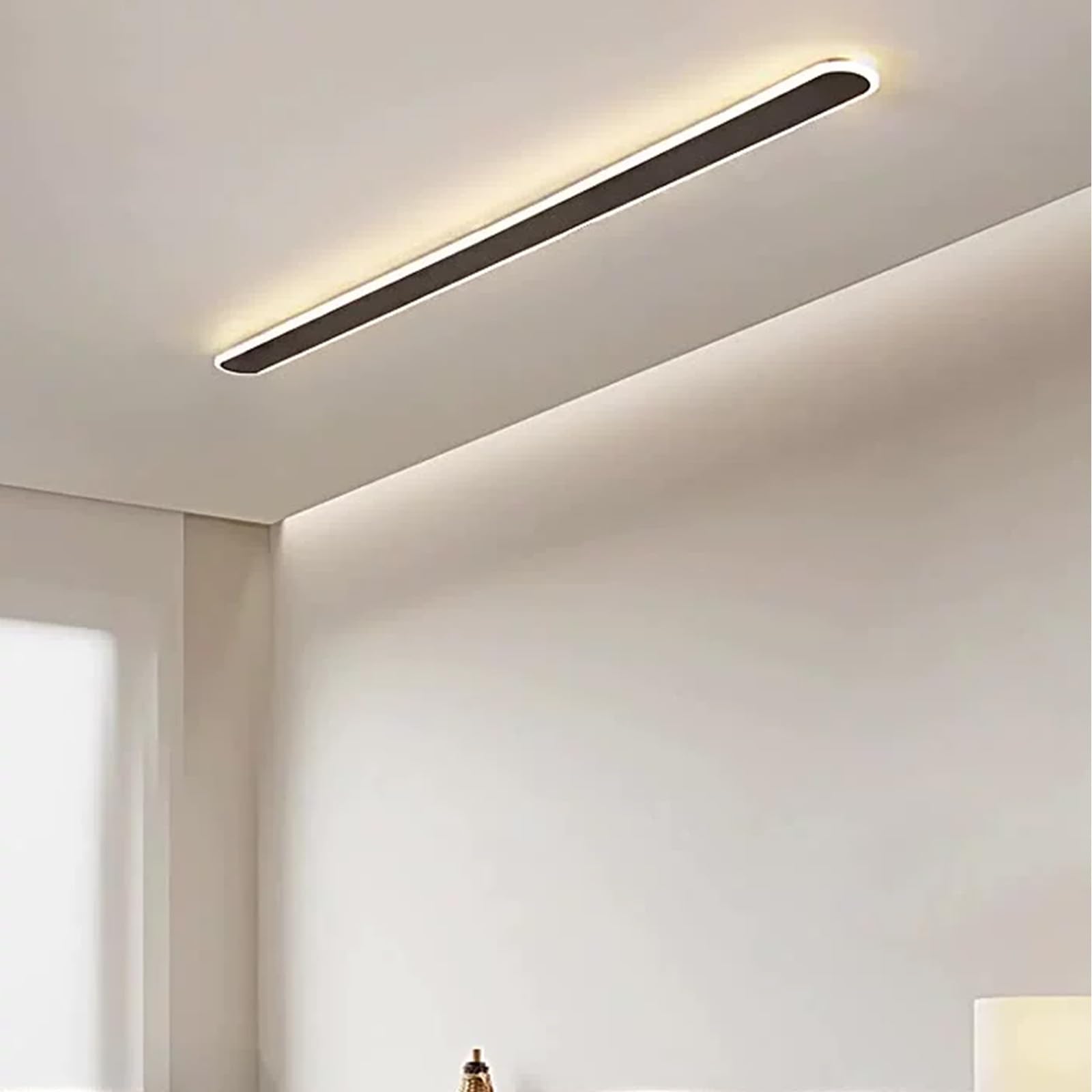 TZSMUM LED Aluminium Long Ceiling Lighting Indoor Rectangle Ceiling Lights Minimalism Atmosphere Decorate Ceiling Lamp Black/White Batten Ceiling Lighting Kitchen Garage (150cm,Black Neutral Light) — image 1