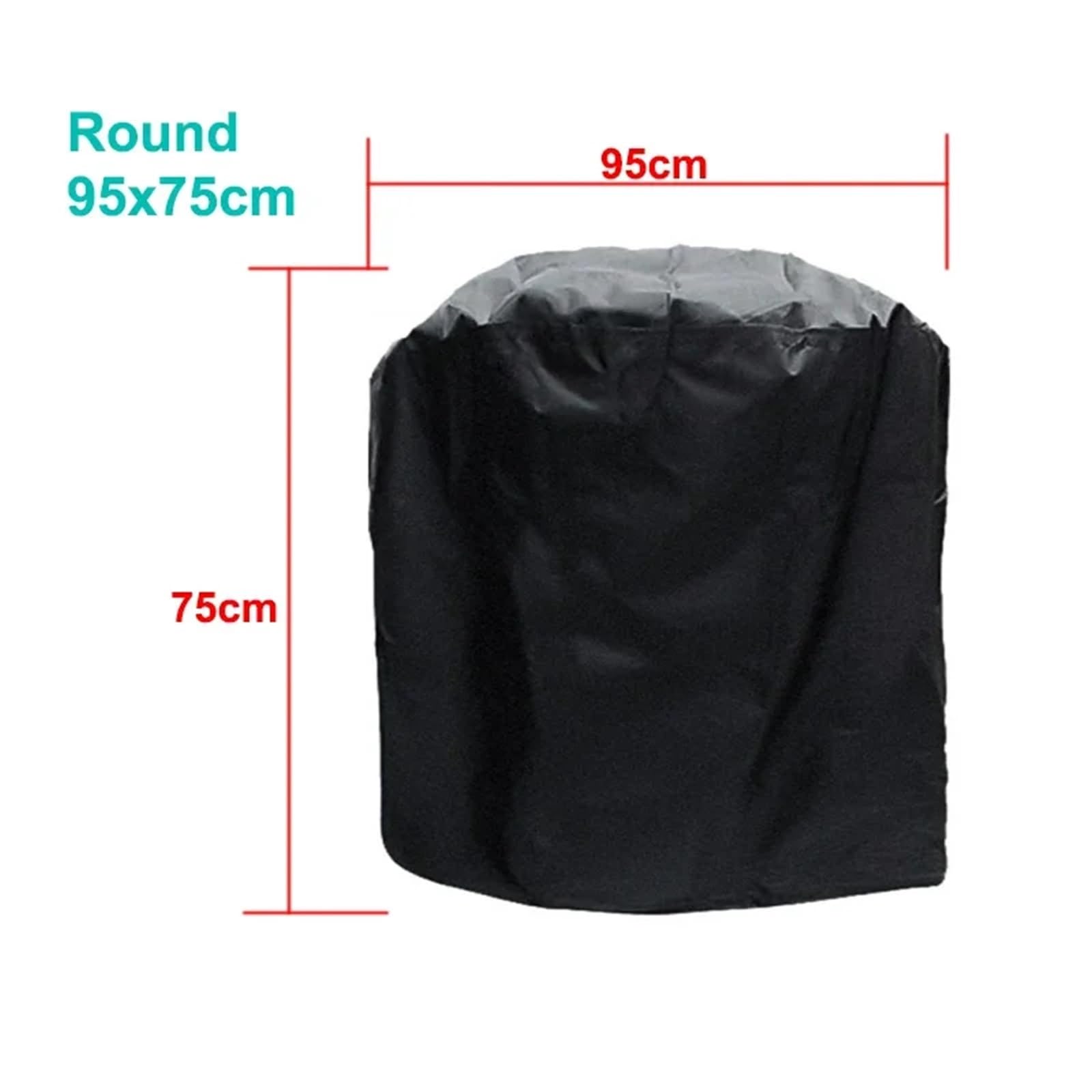 Funda for Barbacoa Exterior, Impermeable, Resistente al Agua, Resistente a la Lluvia, Redonda, Color Negro(95x75cm)