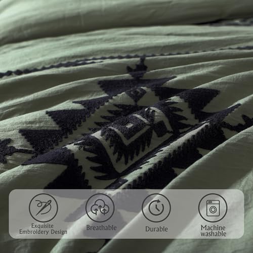 Image of MaiReve Embroidery Oversized King Comforter Set 7 Pieces Bed in a Bag