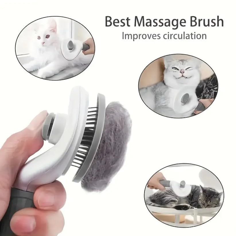 Goodiesltd Self-Cleaning Pet Grooming Brush for Cats & Dogs, Deshedding - Image 2