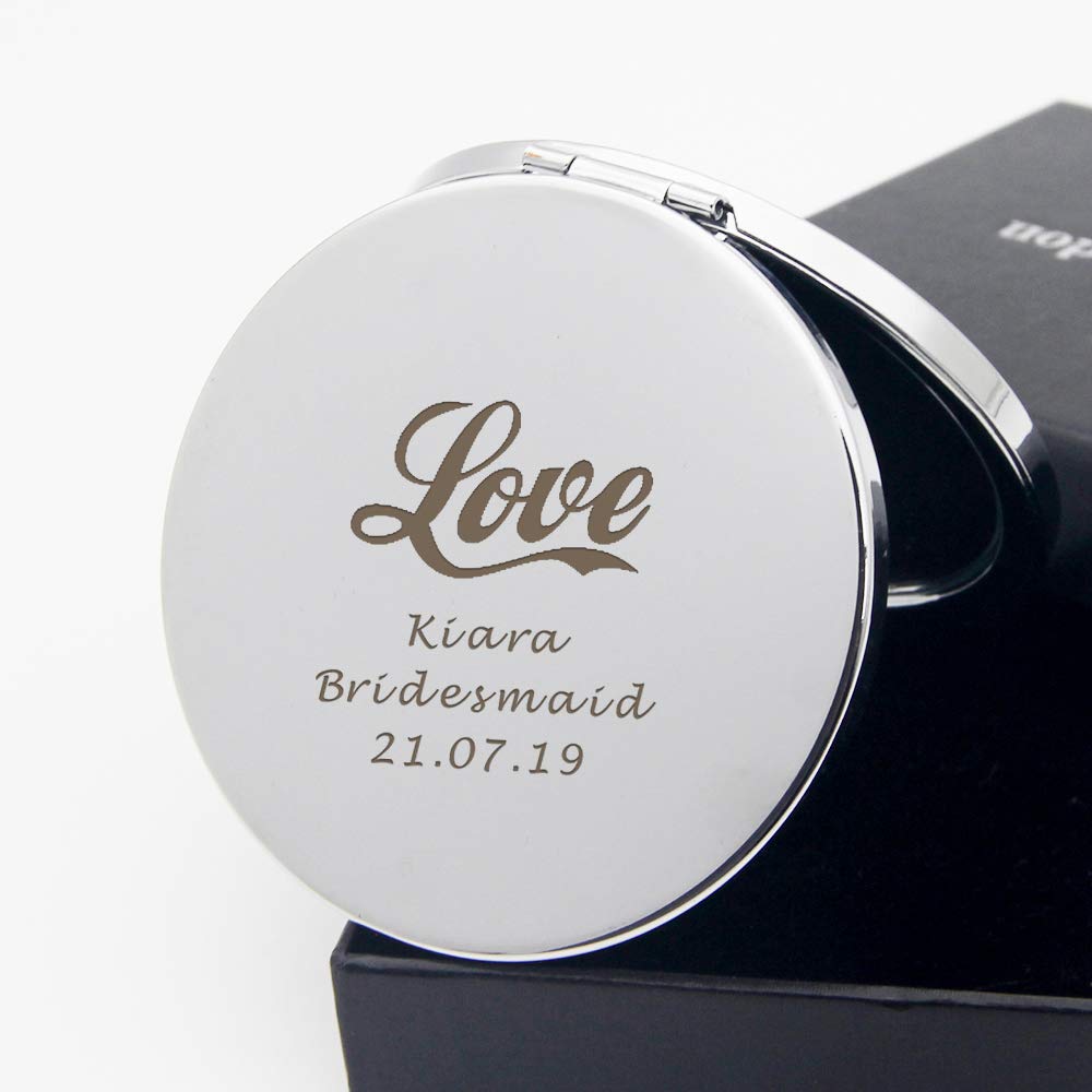 howson london Compact Mirror Personalised Pocket Mirror Bridesmaid Gift Personalised Mirror Personalised Gifts for Women Birthday Valentine's Day Wedding Anniversary Mother's Day(Love)
