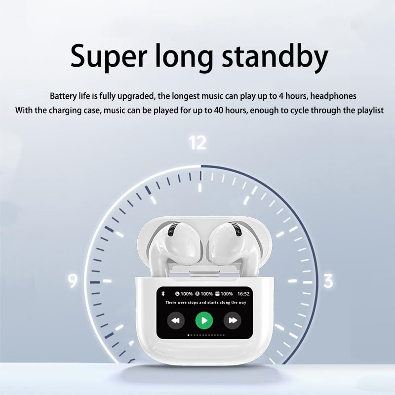 Image of Touch-Screen Bluetooth 5.4 Wireless Earbuds HiFi Stereo Sound Ergonomic Design IPX7 Waterproof 4-40 Hour Long Playtime Multi-Function Headphones Compatible with Android /iOS