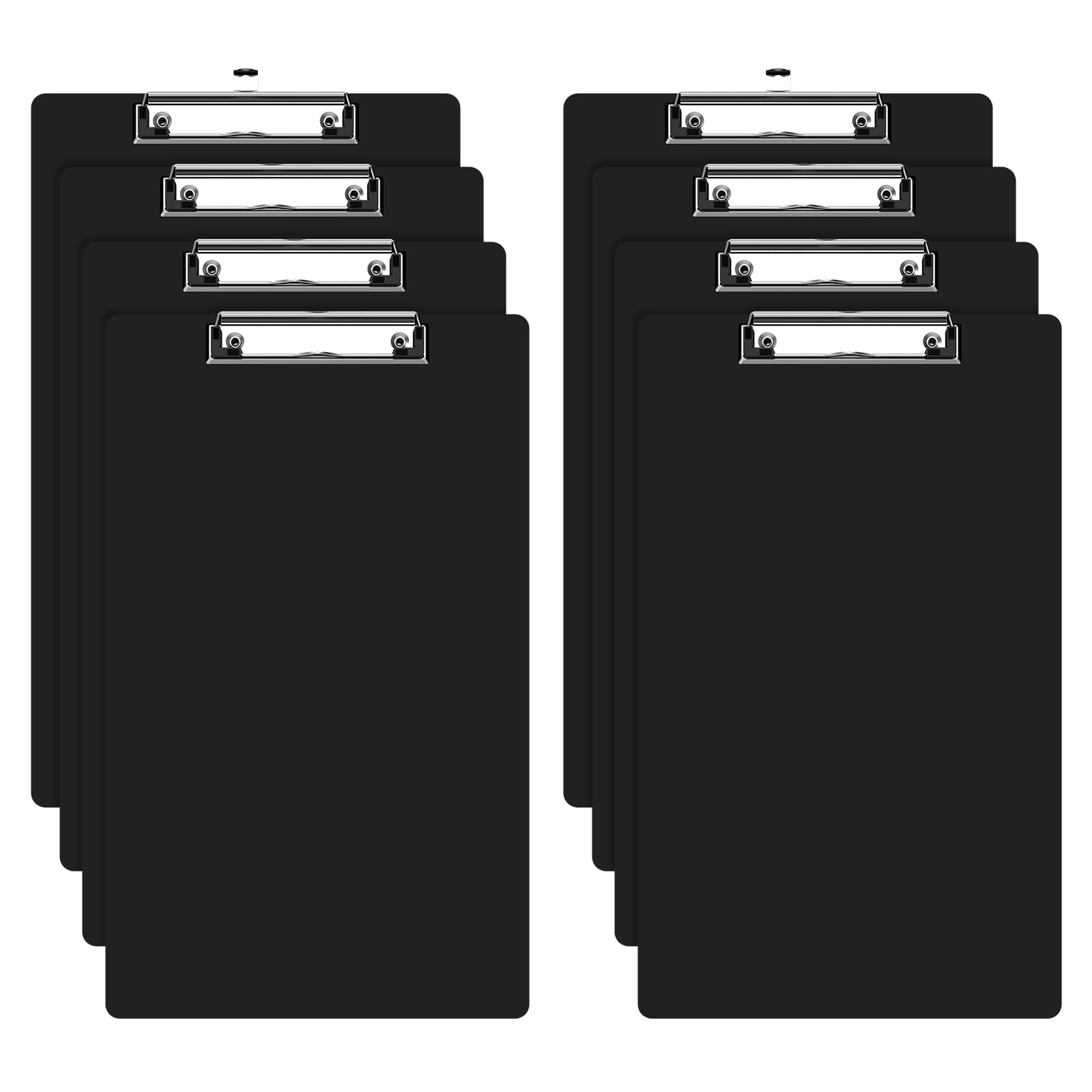Juvealoe Legal Size Clipboard, 8.5 x 14 Black Plastic Long Clip Board with Low Profile Clip, 9 x 15 in, Suitable for Legal Lawers and Business, Office Supply(Pack of 8)