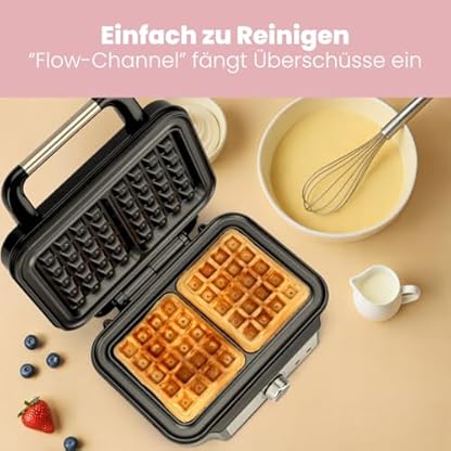 ProfiCook® Waffeleisen für belgische Waffeln mit 2 Backflächen | Waffeleisen belgische Waffel | antihaftbeschichtete Backfläche | stufenlos wählbarer Bräunungsgrad | Edelstahl | 1000 Watt | PC-WA 1240 – Bild 4