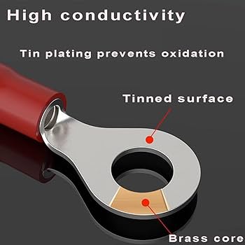 Amazon.co.jp: Teansic AWG22-16 リング絶縁電気圧着端子 #8