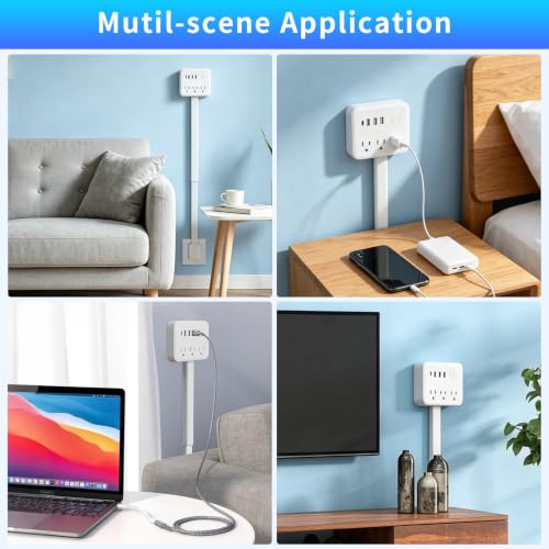 Extensión con toma giratoria 180° con 3 AC y 4 USB miniatura 5