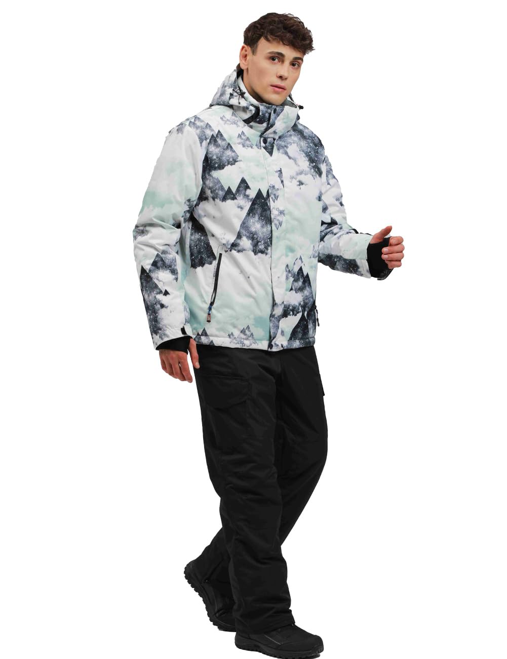 HOTIAN Giacca da sci da Uomo e pantaloni Set, Uomo invernale Calda,Pantaloni Da Sciimpermeabili E Cappotto,per Il Lavoro All'aperto Sci Pesca Equitazione Moto