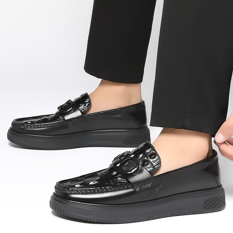 Prom Loafers for Men Faux Leather Party Tuxedo Round Toe Solid Color Non Slip Rubber Sole Low Top Tuxedo Slip On3