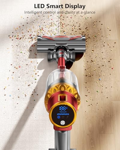 Image of Cordless Vacuum Cleaner, 580W 50Kpa 65Mins Vacuum Cleaner for Home, Stand-Free Stick Vacuum, OLED Display, Auto Scrap Dust Tech, Lightweight, Anti-Tangle Vacuum Cordless for Woodfloor Carpet Pet Hair