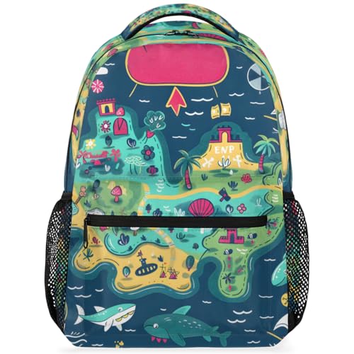 Mochila Island Map ligera para portátil y uso diario unisex de diseño funcional de mapa