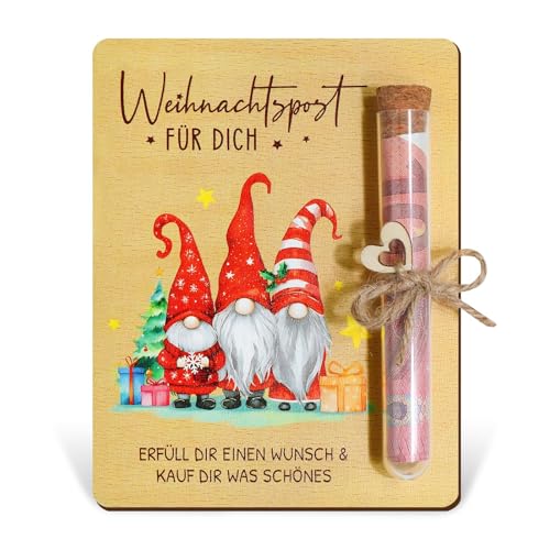 BOFUNX Weihnachten Geldgeschenk Verpackung Holz Karte mit Reagenzgläser Weihnachten Geschenke Weihnachten Geld Gutschein Verpackung Nikolaus Geschenke