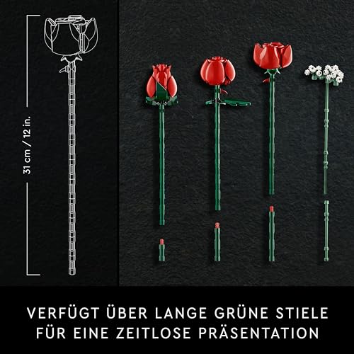 LEGO Icons Rosenstrauß, künstliche Blumen als Deko, Botanical Collection Set für Erwachsene, Liebes-Geschenk zum Valentinstag oder Jahrestag für Frauen, Männer, Partner,... – Bild 5