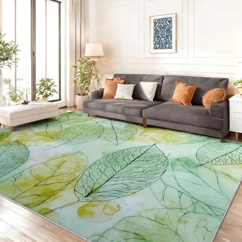 Tapis doux à poils courts antidérapant vert clair 160x220cm lavable - 4