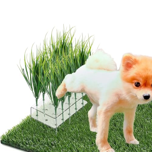 Image of 6 PCS Fake Grass Plants Pee Post for Outdoor, Reusable Washable Artificial Grass for Dogs to Pee on, Guides and Trains Dogs to Urinate, with Acrylic Plate and Ground Nails for Fixing