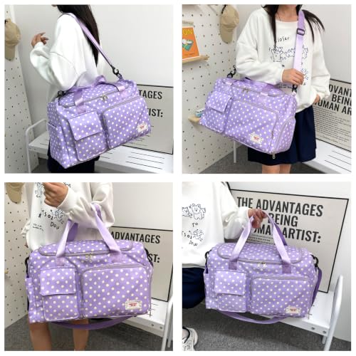 Image of Small Gym Bag for Women, Travel Duffle Bag Carry On Weekender Bag with Shoe Compartment