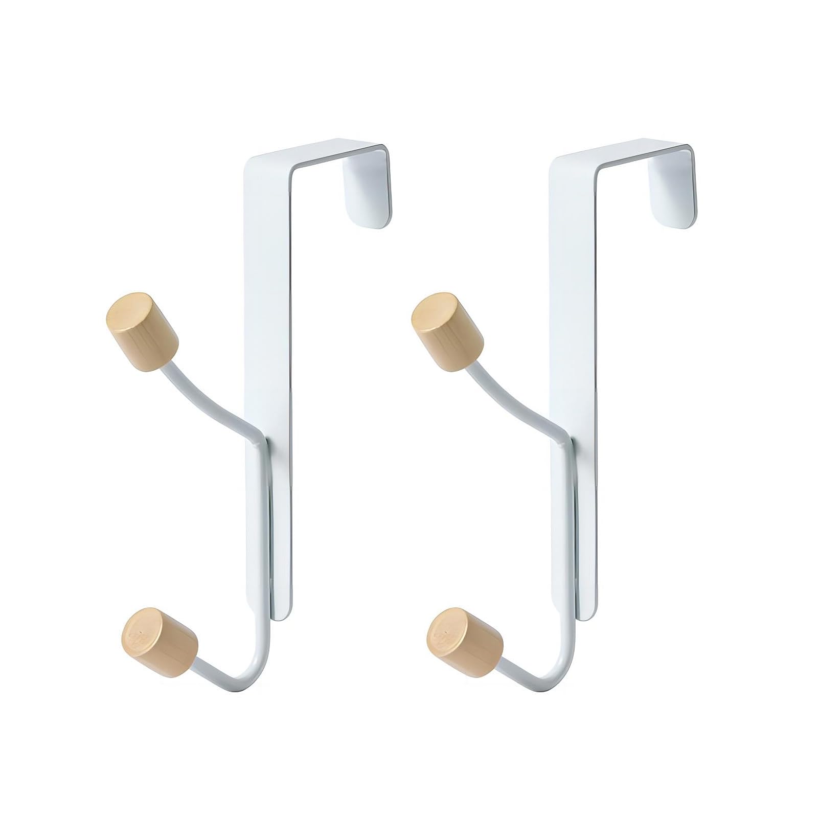 Doetyd White 2Pcs Over The Door Overdoor Hook Hanger For Clothes,Back Of Door Coat Hooks Rack For Bathroom,Bedrooms,