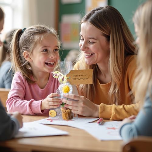 Image of Teacher Gifts - Thank You for Helping Me Grow - Crochet Patterns Daisy - Lovely Appreciation Gifts - Best Gift for Nursery Teacher, Teaching Assistant