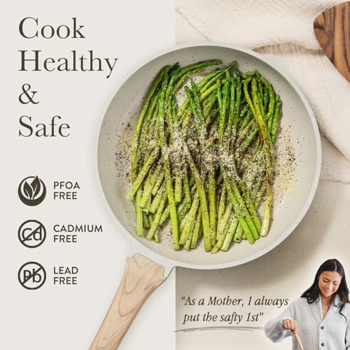 CAROTE Non Stick Frying Pans,Nonstick Granite Skillet Omelet Pans, Stone Cookware Chef's Pan, PFOA Free,(White Granite, 12-Inch)