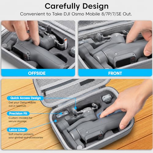Image of Sounce Carrying Case for DJI Osmo Mobile 8 /7P /7 /SE Gimbal Stabilizer - Hard EVA Travel Bag, Portable Storage Case, Nylon Exterior, Magnetic Phone Clamp Organizer, Accessories Pouch | Black