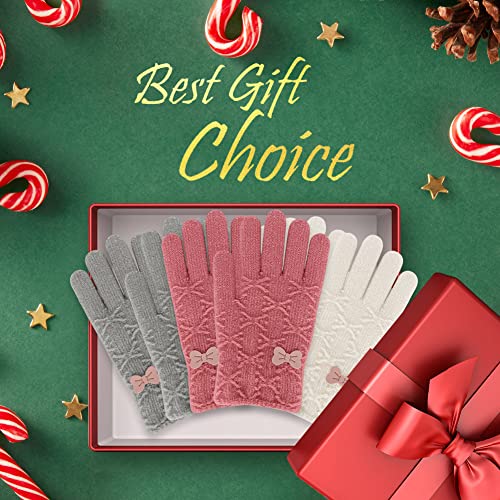 Image of Winter Gloves for Toddler Kids - 3 Pairs Boys Girls Soft Warm Wool Lined Gloves Full Finger Children Knit Gloves