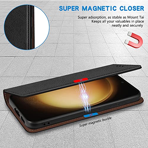 Image of ZZXX for Samsung Galaxy S23 Wallet Case Strong Magnetic 6.1 inch,Black