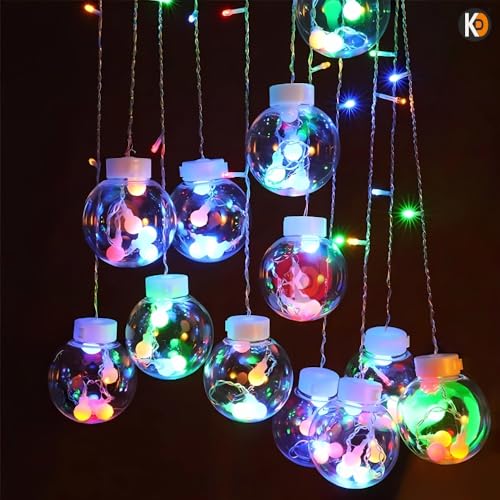 Image of K D Multicolour Wish Ball Lights for Decoration - 2.5m, 12 LED Orb String Lights | Lights for Home, Balcony, Wedding, Diwali, Christmas & Ganpati (Multi 12 Ball)