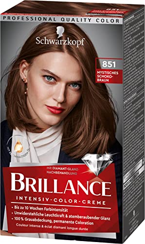 Foto von Brillance Intensiv-Color-Creme 851 Mystisches Schokobraun Stufe 3 (3 x 160 ml), dauerhafte Haarfarbe mit Diamant-Glanz-Effekt & Pflege-Conditioner, 10 Wochen Farbintensität