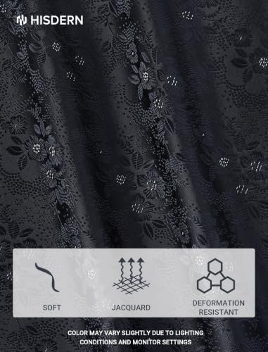 Image of HISDERN Extra Long Ties for Men Classic Floral Tie and Pocket Square Elegant Silk Necktie Handkerchief Set Wedding Party