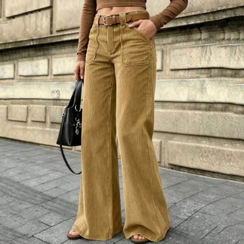 Womens Corduroy Pants Wide Leg High Waisted Dressy Work Baggy Long Trousers - image 3