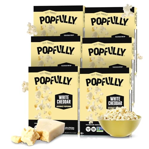 POPFULLY Fully Pops White Cheddar Popcorn, 2.75oz Sharing Bags, 18-Pack, Sharp...