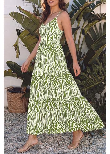 Image of KIRUNDO Sundresses for Women 2026 Spring Summer | Boho Floral Print Hawaiian Style, Sleeveless Spaghetti Strap, With Pockets, Beach Vacation Cruise Flowy Maxi Dress