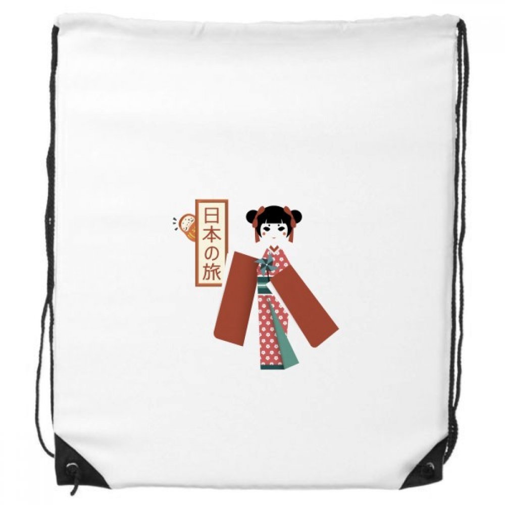 DIYthinkerTraditional Japanese Local Girl Drawstring Backpack Shopping Gift Sports Bags One_Size Multicolor