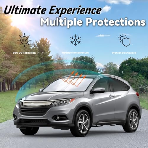 Image of Windshield Sun Shade for Honda HR-V 2021-2024, Car Front Window Sunshade with 240T Sun Visor Protector Blocks UV Rays Heat Sun Shield Accessories(Honda HRV)
