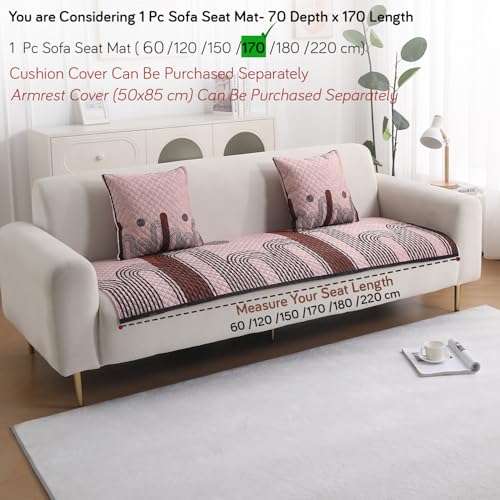 Image of HOKIPO 'LiefNest' Holland Velvet Sofa Cover Mat with Foam Filling for 1 /2 /3 Seater & L-Shape Sofa. Make Your Own Sofa Cover Set, Mat Size: 170(L) cm, Modern Archscape Mauve Blush (IN-824-D10)