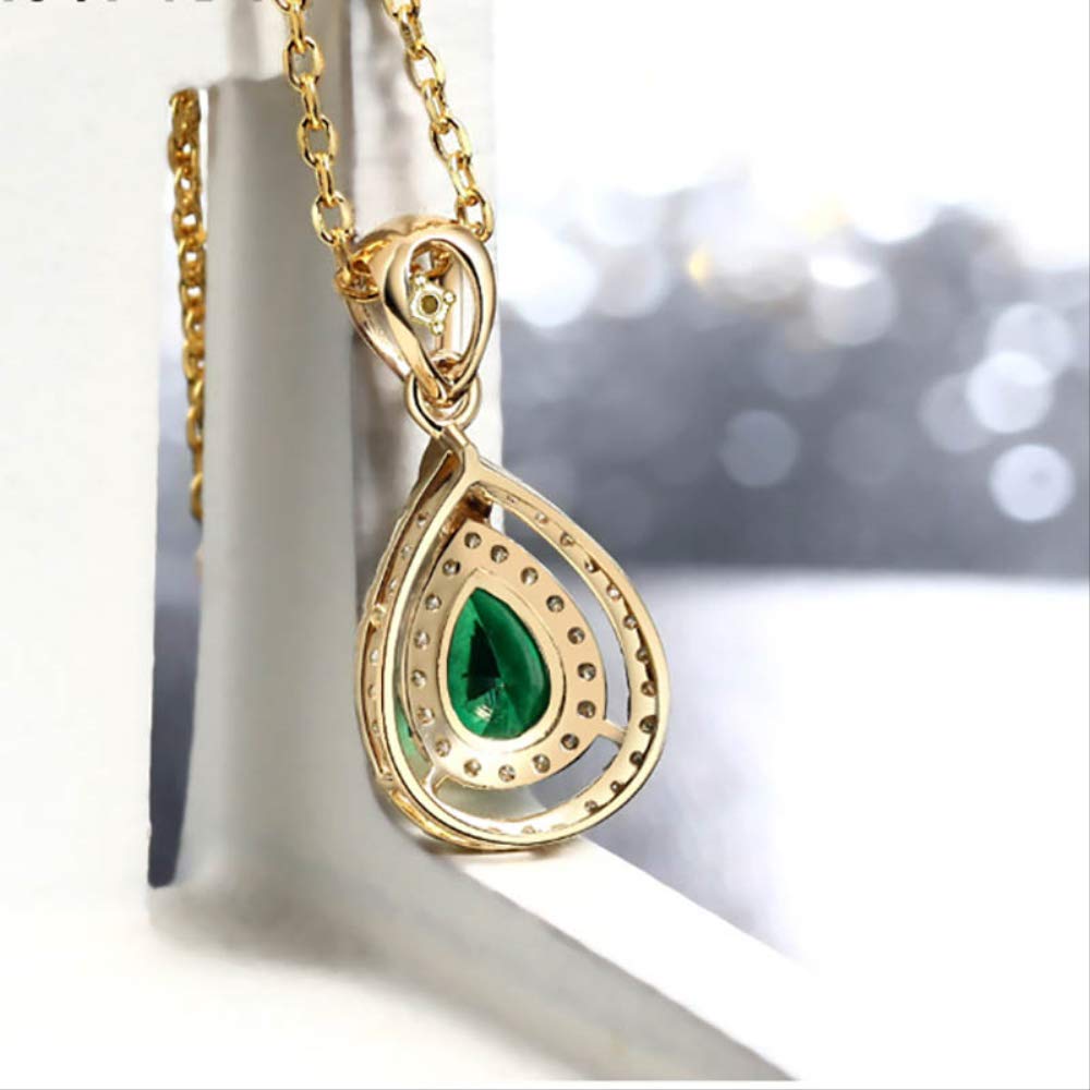 Elegante Collana di smeraldi con Pendente a Forma di Goccia d'Acqua in Gioielli 925 per Donna