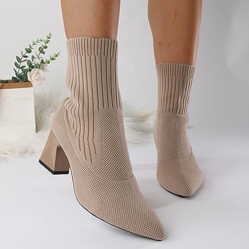 Botines de moda con tacones estables para mujer, diseño sofisticado en punto 2