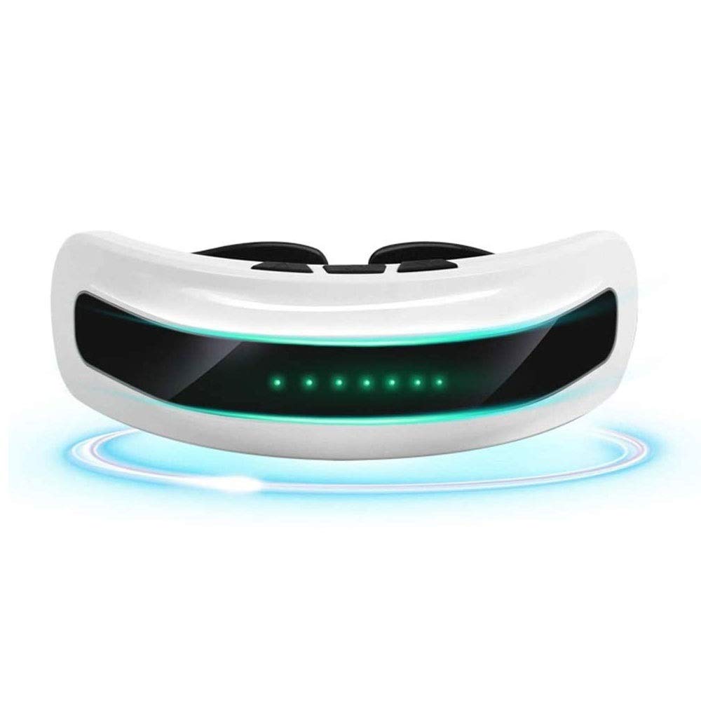 Masajeador de ojos cómodos con calor y vibración, máscara de masajeador de ojos de compresión de aire con tecnología de movimiento de luz verde y magnetics para la cepa de ojos secos, círculos o