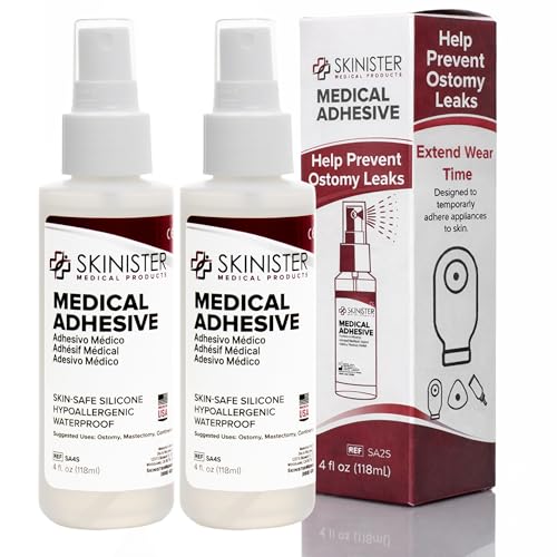 Medical Adhesive Spray | Silicone Skin Glue for Ostomy Bags, Breast Forms, Condom Catheters, Prosthetics, SFX | 4oz + 4oz Bundle