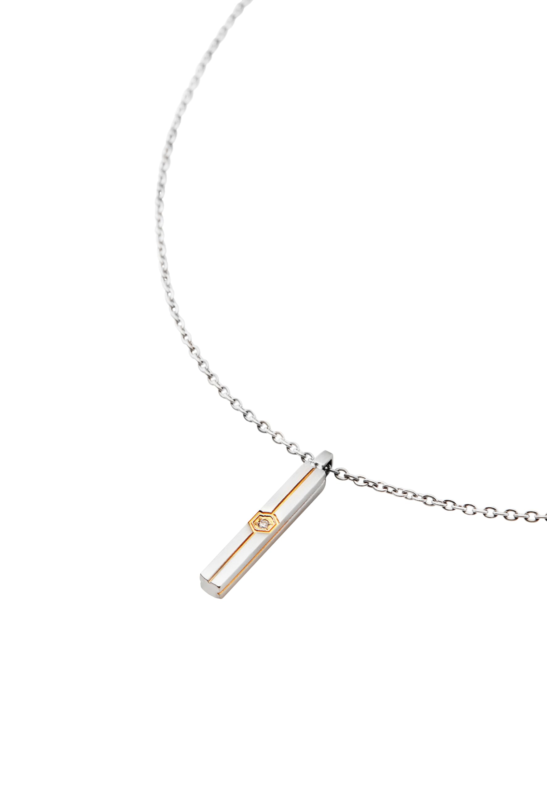 Breil, Collezione Galà, Collana Donna con Pendente in Acciaio Satinato con Diamante Bianco, Chiusura a Moschettone, Lunghezza Regolabile