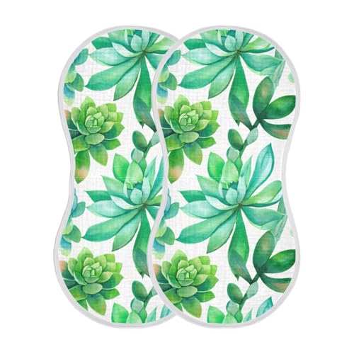 Baby Burp Cloths, Soft Absorbent Burping Cloths for Babies, Cotton Milk Spit Up Rags, Large Size for Newborns, Baby Boys and Girls (Watercolor Succulent)2